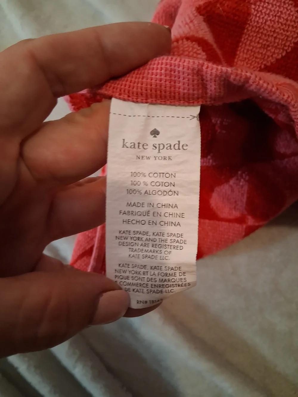 Kate Spade New York Checkered Heart Cotton Hand Towel